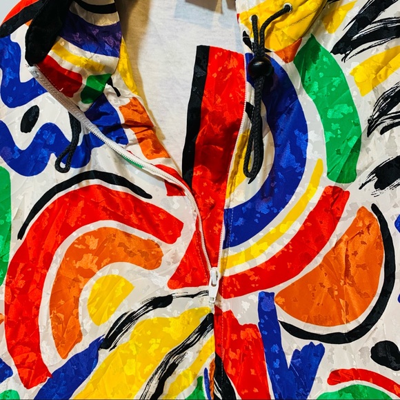 80’s Tail Vintage Tennis Zip Up Jacket with Vibrant Abstract Print - Picture 8 of 11